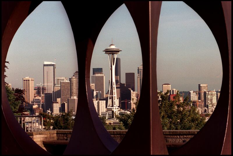The Seattle Space Needle viewed through an open structure. Photo: Newsmakers