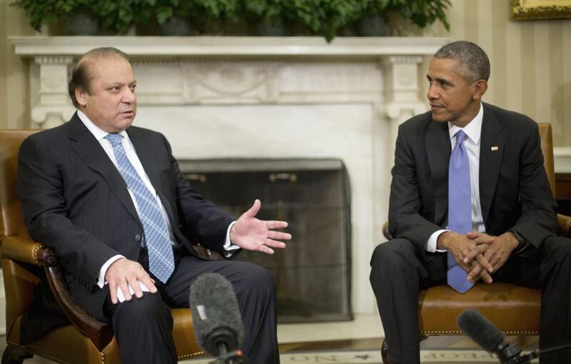 President Barack Obama with Pakistani prime minister Nawaz Sharif in the Oval Office of the White House in Washington this month. Pablo Martinez Monsivais / AP Photo