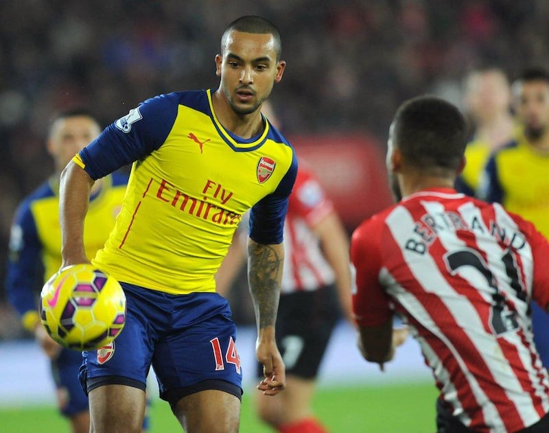 Theo Walcott shown during Arsenal's 2-0 loss to Southampton in the Premier League on Thursday. Olly Greenwood / AFP / January 1, 2015