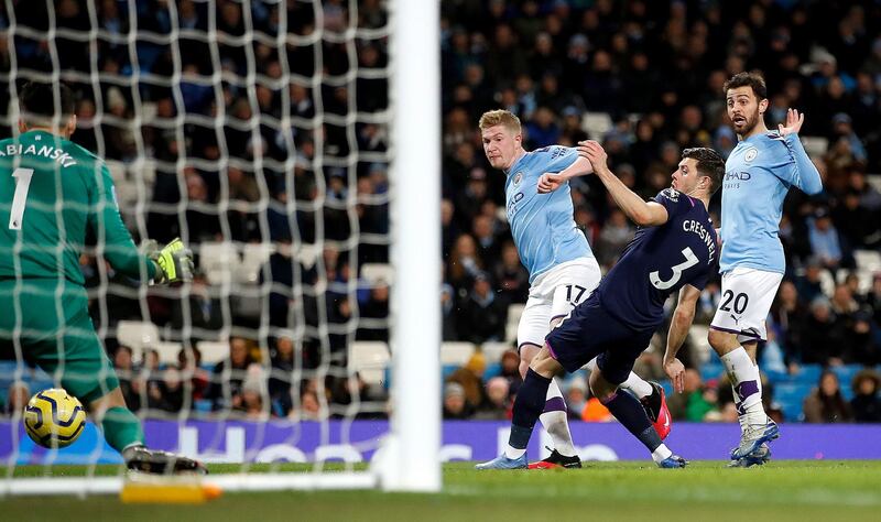 Kevin De Bruyne scores the second goal. PA