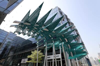 The Plume, a project by Ajman University student Mohammed Mazenat, uses recycled aluminium to produce shade. Pawan Singh / The National