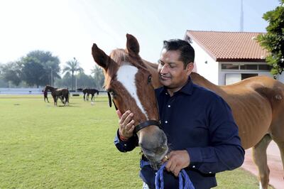 Dubai, United Arab Emirates - January 16th, 2018: Satish Seemar, one of the longest serving and successful racehorse trainers in the UAE. Tuesday, January 16th, 2018 at Zabeel stables, Dubai. Chris Whiteoak / The National