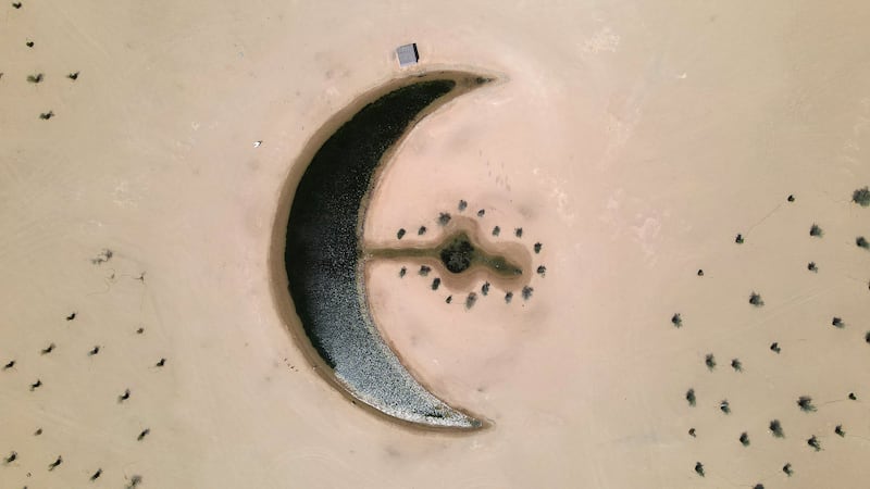 The crescent moon lake in the Al Qudra Desert, Dubai. Pawan Singh / The National