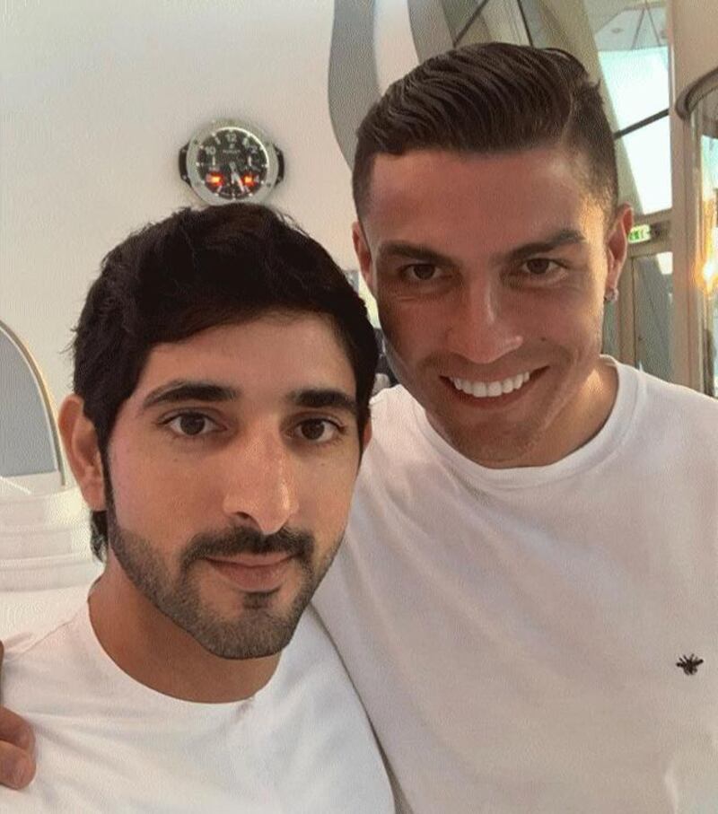 Sheikh Hamdan bin Mohammed, Crown Prince of Dubai, with footballer Christiano Ronaldo on January 2. Instagram / Sheikh Hamdan