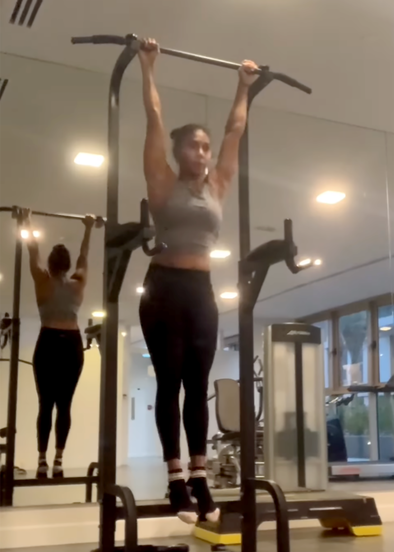 Her Dubai employers allow her time off to exercise in the gym where she follows a training schedule sent by her coach in Sri Lanka. Photo: Sachini Perera