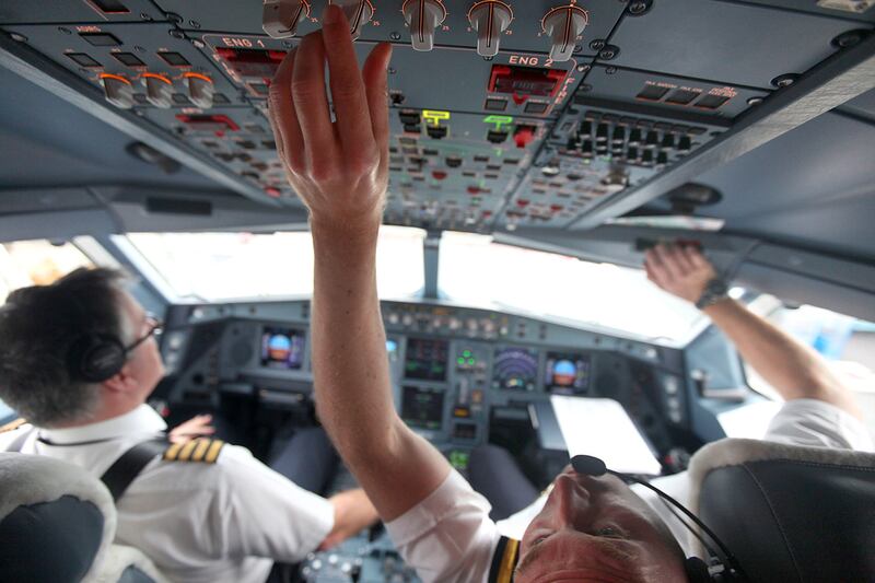 Having two members of aircrew in the cockpit at all times is intended to guard against the possibility of a staff member behaving erratically or dangerously during a flight. Sammy Dallal / The National



