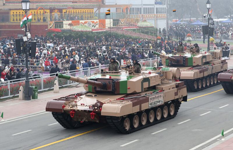 The Indian Army's 'Arjun' tanks. EPA