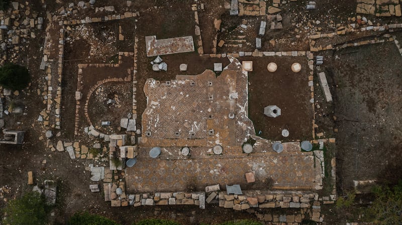 An aerial shot of the Byzantine church at Deir El Kalaa. Photo: Art Design Lebanon
