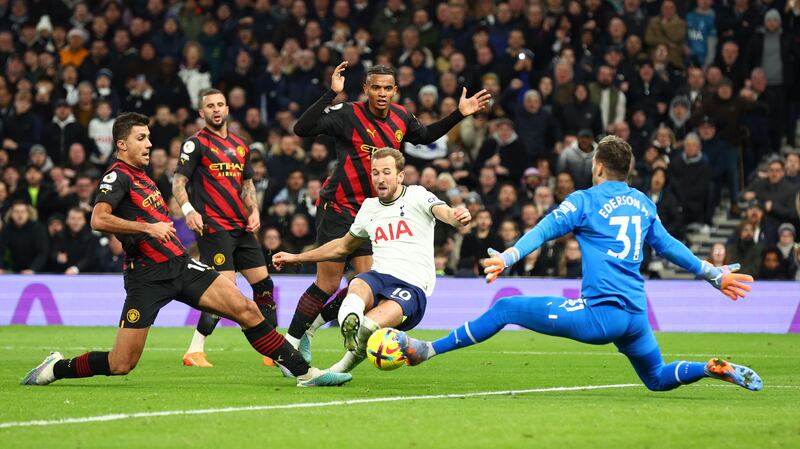 MAN CITY: Ederson 6: Some unusually erratic distribution in first half. No chance with goal as defence gifted ball to Spurs. Couple of decent saves after break – once to deny Kane a second goal. Booked for protesting too vociferously at decision late in game. Getty
