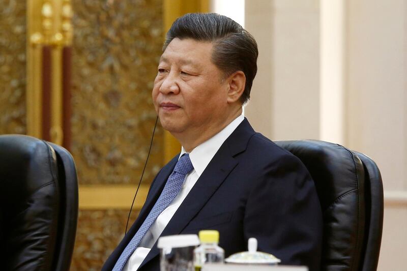 Chinese President Xi Jinping attends a meeting with Brazilian Vice President Hamilton Mourao (not pictured) at the Great Hall of the People in Beijing, Friday, May 24, 2019. (Florence Lo/Pool Photo via AP)