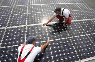 Solar panels shine in sustainability, yet cast shadows of waste and obsolescence. Getty Images