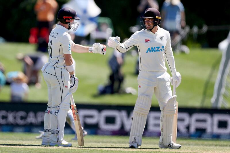 New Zealand's Henry Nicholls, left, with teammate Tom Blundell. AFP