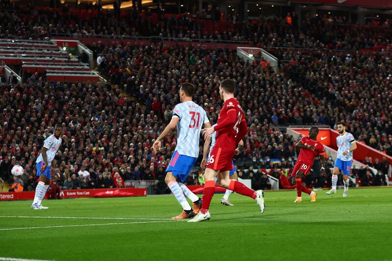 Sadio Mane scores the third goal. Getty