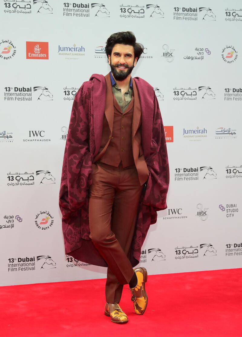 DUBAI, UNITED ARAB EMIRATES - DECEMBER 07:  Ranveer Singh attends the Opening Night Gala during day one of the 13th annual Dubai International Film Festival held at the Madinat Jumeriah Complex on December 7, 2016 in Dubai, United Arab Emirates.  (Photo by Neilson Barnard/Getty Images for DIFF)