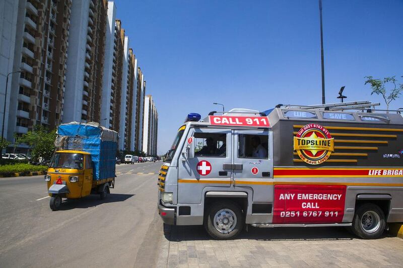 A private fire brigade unit is always on call at the  of Palava City. Subhash Sharma for The National