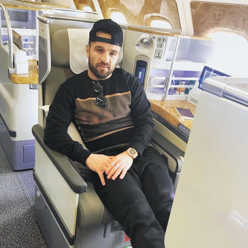 French footballer Mathieu Valbuena flying into Dubai. Twitter / Mathieu Valbuena