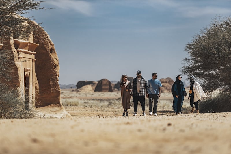 Tourists in AlUla, Saudi Arabia. The kingdom's international passenger traffic more than tripled in the first half of 2022. PA