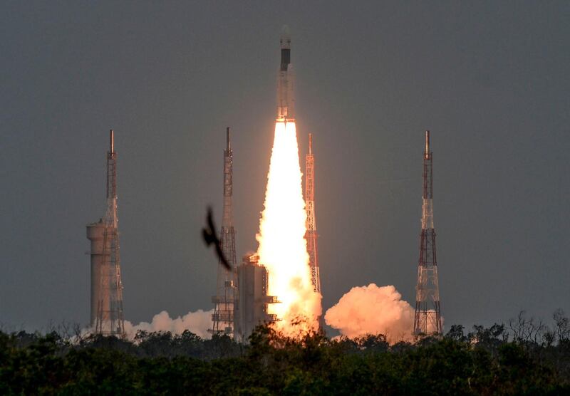 India launched a rocket headed for heading to the Moon on Monday in a bid to become only the fourth nation to achieve the feat. AFP