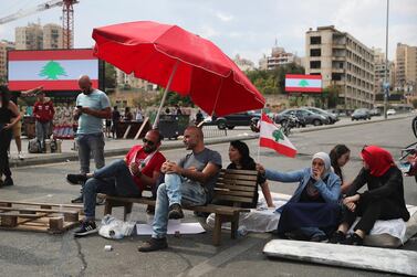 Demonstrators block a highway during anti-government protests in downtown Beirut on October 28, 2019. Reuters