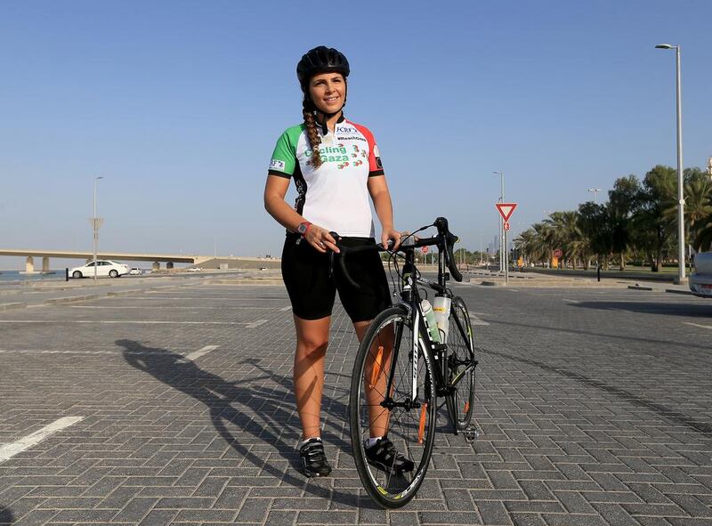 Abu Dhabi banker Miral Alaraj participated in Cycling4Gaza in 2014. Photo: Ravindranath K / The National