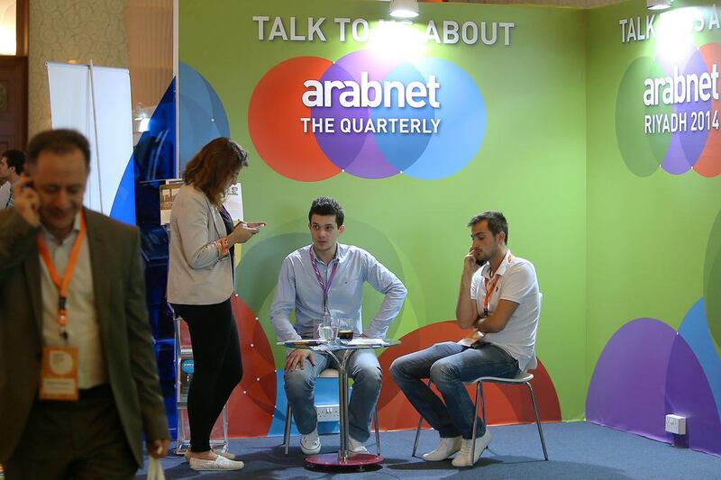 Delegates take a break during the ArabNet Digital Summit 2014. Pawan Singh / The National