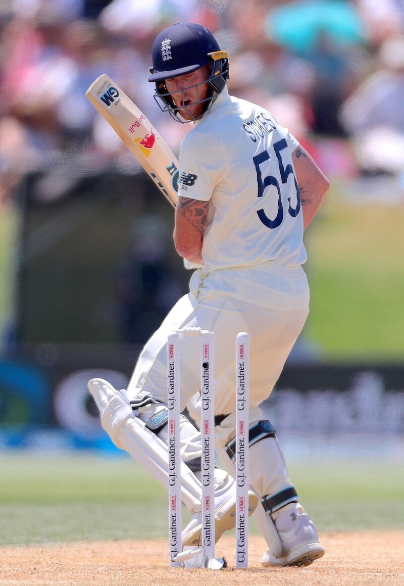 England's Ben Stokes after being bowled by New Zealand's Tim Southee. AFP