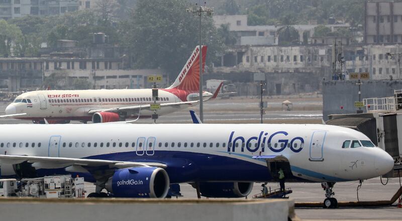 An IndiGo plane at Chhatrapati Shivaji Maharaj Airport in Mumbai. EPA