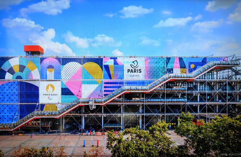 The Centre Pompidou. Paris Olympic organisers have unveiled the 'visual identity' for the 2024 Games. AFP