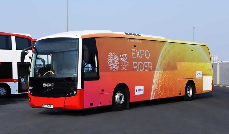 Free buses going to Expo site.  RTA