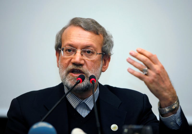 FILE PHOTO: Iran's parliament speaker Ali Larijani holds a news conference in Istanbul January 22, 2015.  REUTERS/Osman Orsal/File Photo