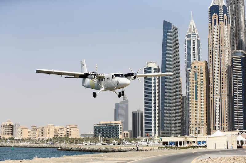 Dubai, September 2, 2013 - A plane prepares for landing on the new runway at Skydive Dubai, September 2, 2013. (Photo by: Sarah Dea/The National, Story by: Melanie Swan) *** Local Caption ***  SDEA010913-skydivedubai08.JPG