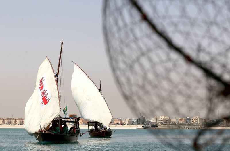 Kuwaiti dhows out on the water.