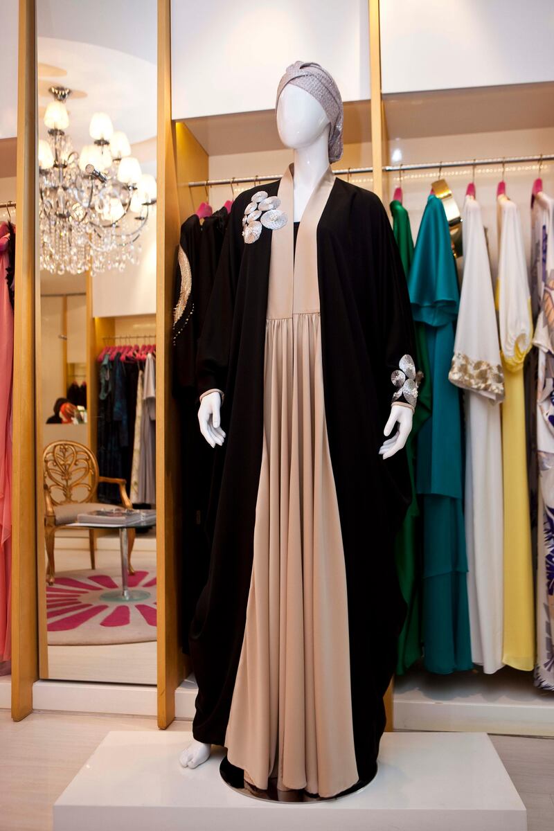 DUBAI, UNITED ARAB EMIRATES,  AUGUST 01, 2013. New designs by Emirati designer Effa Al Dabbagh for Eid in her boutique in The Palm Strip mall on Jumeirah beach rd. (ANTONIE ROBERTSON / The National) Journalist Rebecca MC Laughlin Duane *** Local Caption ***  AR_0308_EFFA_Eid_Fashion-03.jpg
