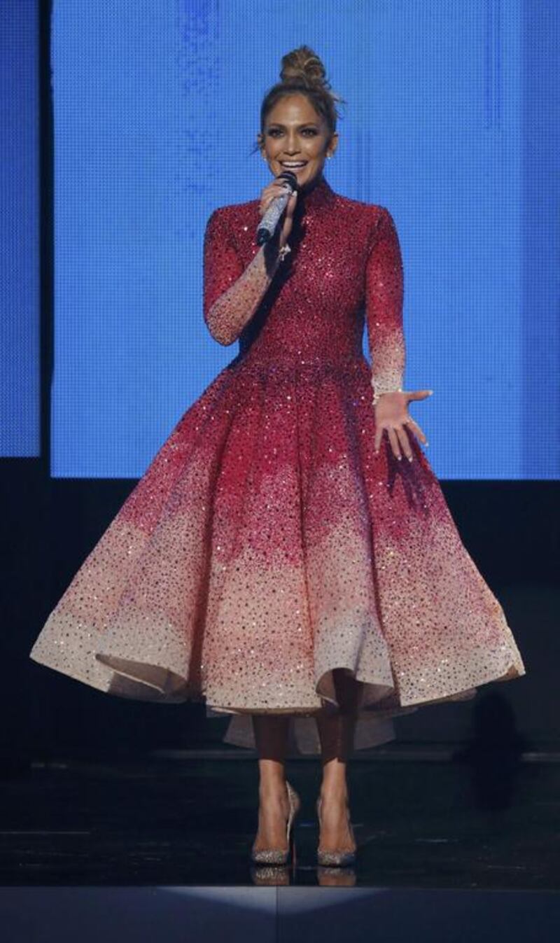 Jennifer Lopez wearing Michael Cinco during the 2015 American Music Awards. Reuters