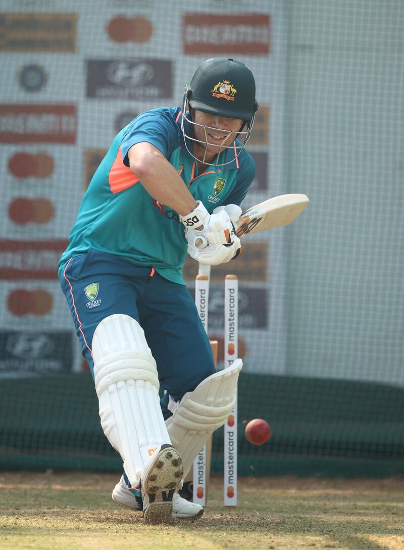 Australia's David Warner during training. Getty