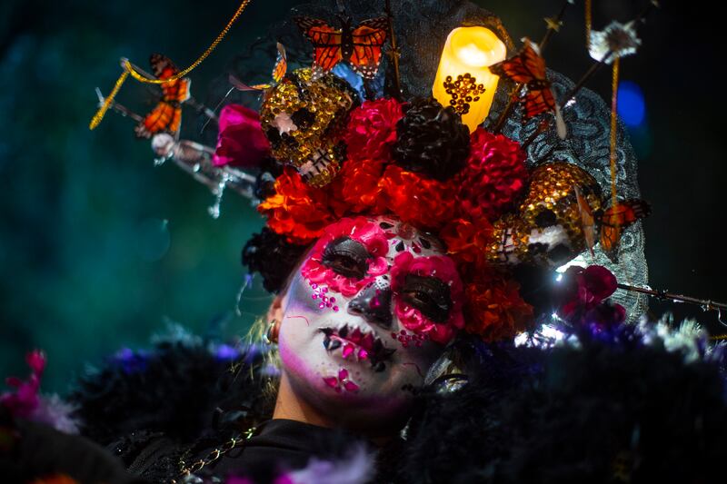 A participant at the Catrinas procession, part of the celebrations for the Day of the Dead, in Mexico City, Mexico. EPA
