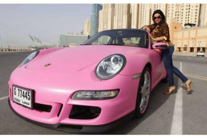 The MBC TV presenter Lujain Omran had her Porsche custom-painted pink with silver glitter - complete with "Girls Rule" and "Angel" slogans on the boot.