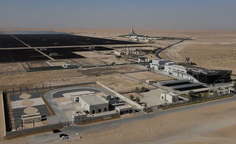 An aerial view of the Green Hydrogen project at the Mohammed bin Rashid Al Maktoum Solar Park in Dubai. Photo: Siemens Energy