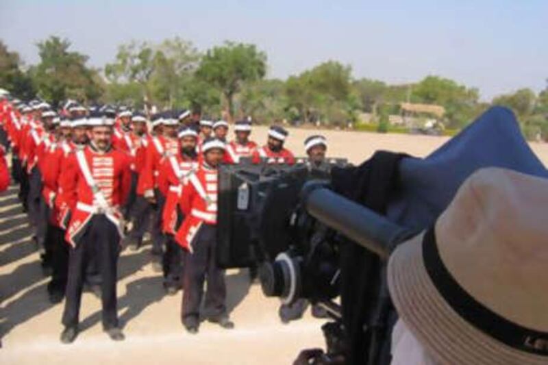 Indian extras play soldiers during filming of the Bollywood film, The Rising, about the 1857 Indian mutiny against British rulers.