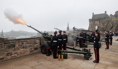 At Edinburgh Castle, a 21-round royal salute was fired a minute after midday as the king was crowned. PA Wire