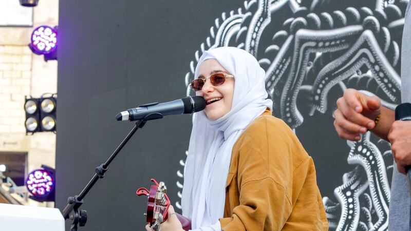 Singer-songwriter Ghaliaa performs at Breakout DXB. Courtesy Hyku D Photography