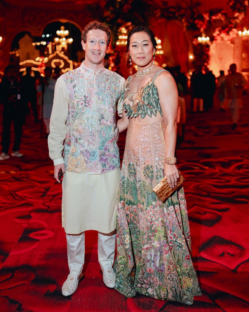 Mark Zuckerberg and his wife Priscilla Chan. Photo: Reliance Industries