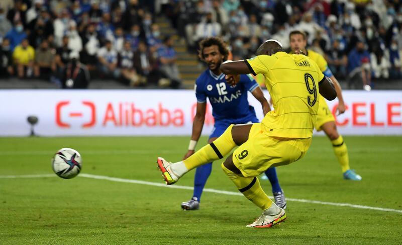 Chelsea's Romelu Lukaku scores in the first half. PA