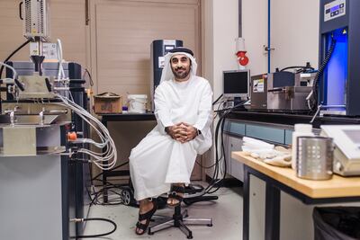 Abu Dhabi, UAE. March 14th 2016. Saeed Alhassan, Director of the Gas Research Center and Assistant Professor of Chemical Engineering, sat for a portrait in his laboratory in the Petroleum Institute, Abu Dhabi. Alex Atack for The National. *** Local Caption ***  AA_140316_SaeedAlhassan-9.jpg