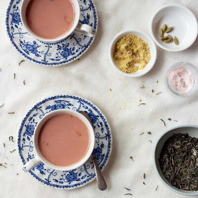 Kashmiri noon chai has a rosy hue