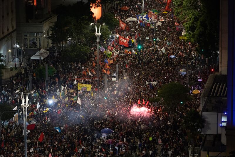 Thousands of people gathered in cities across Brazil to repudiate the attacks. EPA