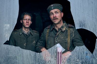 Felix Kammerer, left, and Albrecht Schuch in All Quiet on the Western Front. Reiner Bajo / Netflix via AP