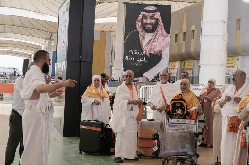 Egyptian pilgrims arrive at King Abdulaziz International Airport in Jeddah on Tuesday. AP