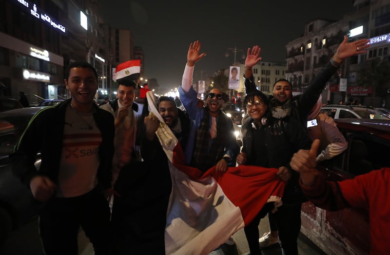 Egyptian fans celebrate their team's Afcon semi-final win in Cairo. 