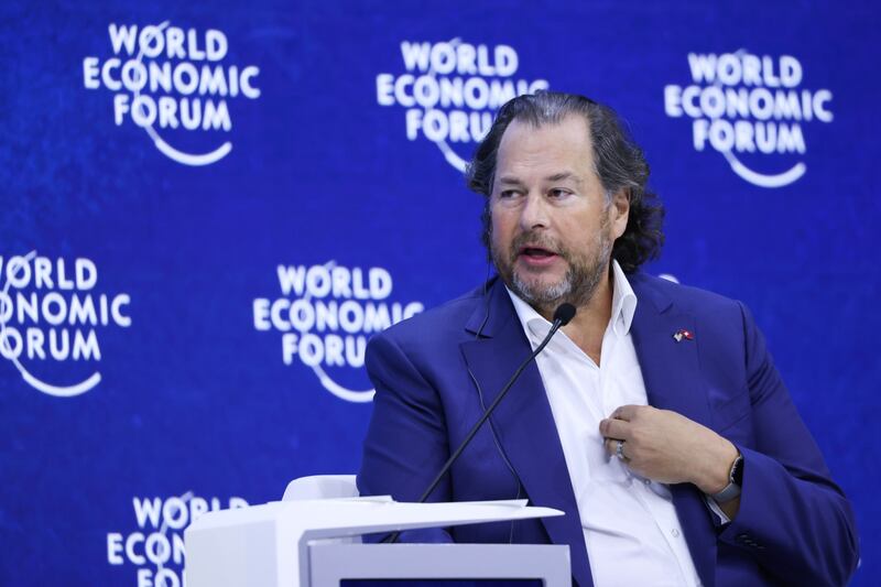Marc Benioff, billionaire and chief executive of Salesforce.com, speaks during a panel session. Bloomberg